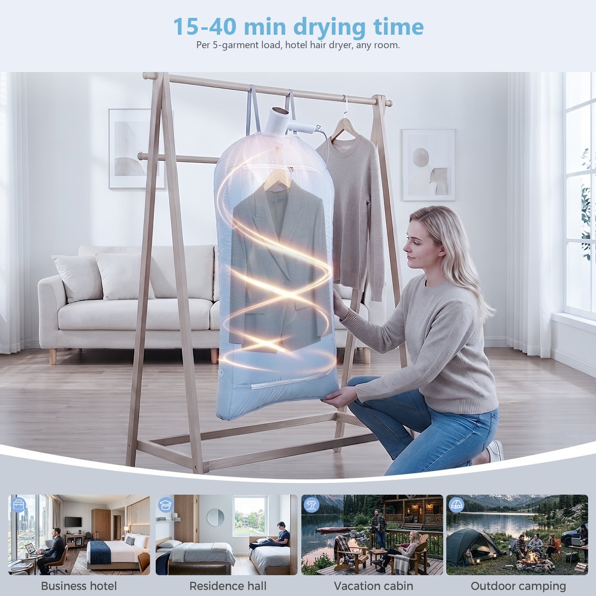 Portable dryer bag vs electric travel dryer — the full comparison of Wadewow foldable drying bag against mini electric clothes dryer machines